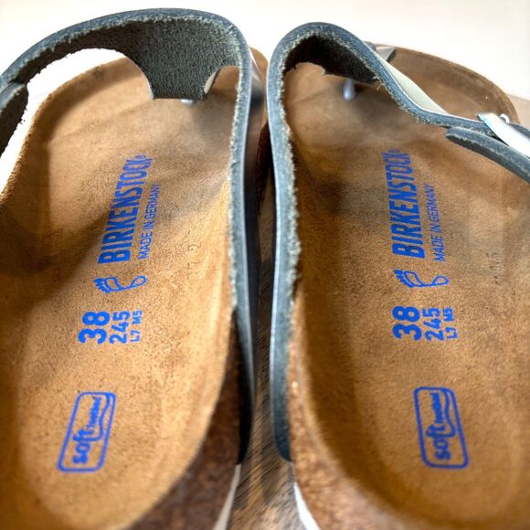 Birkenstok Women's Soft Footbed Gizeh Metallic Silver Sandals Shoes US Size 7 - Picture 10 of 11